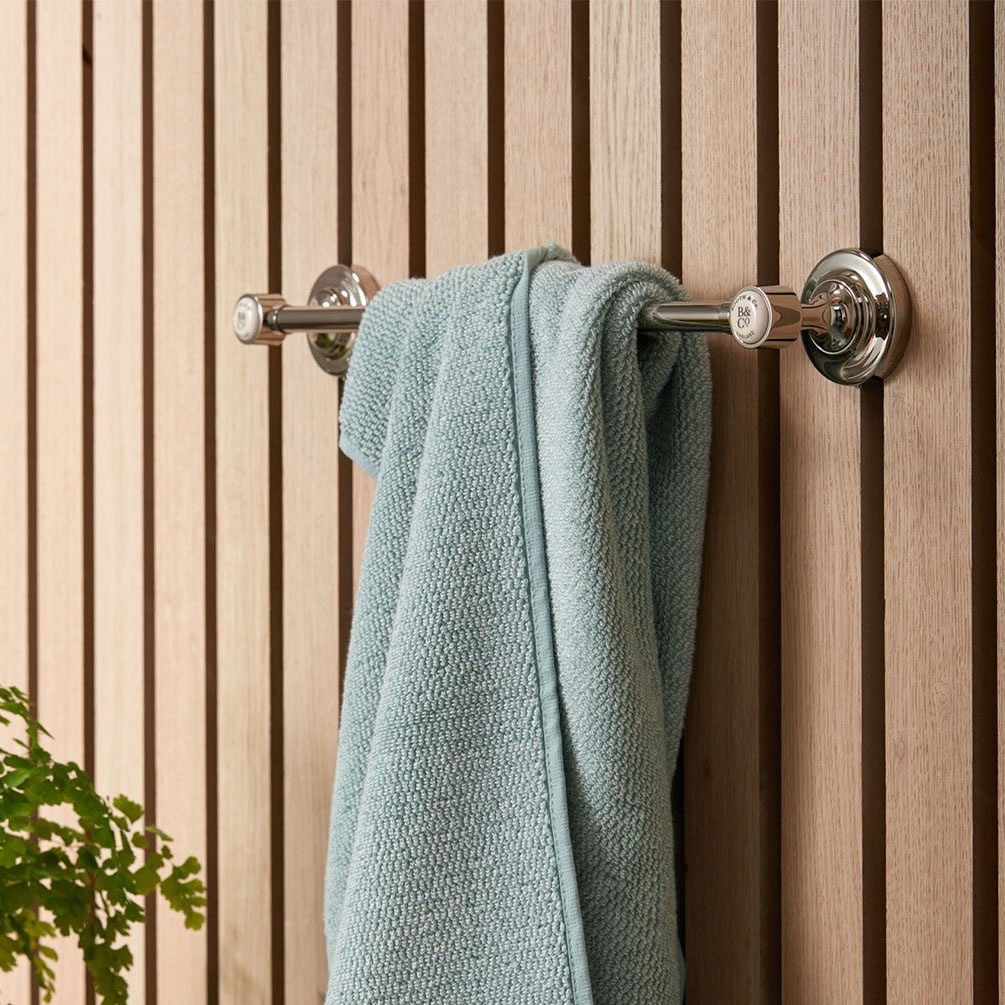 Lifestyle image of Booth & Co. Axbridge Nickel 450mm Towel Rail